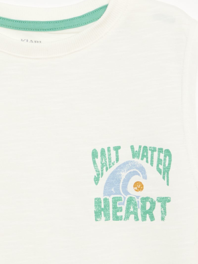 Tanktop van katoenjersey met print Wit - Kiabi