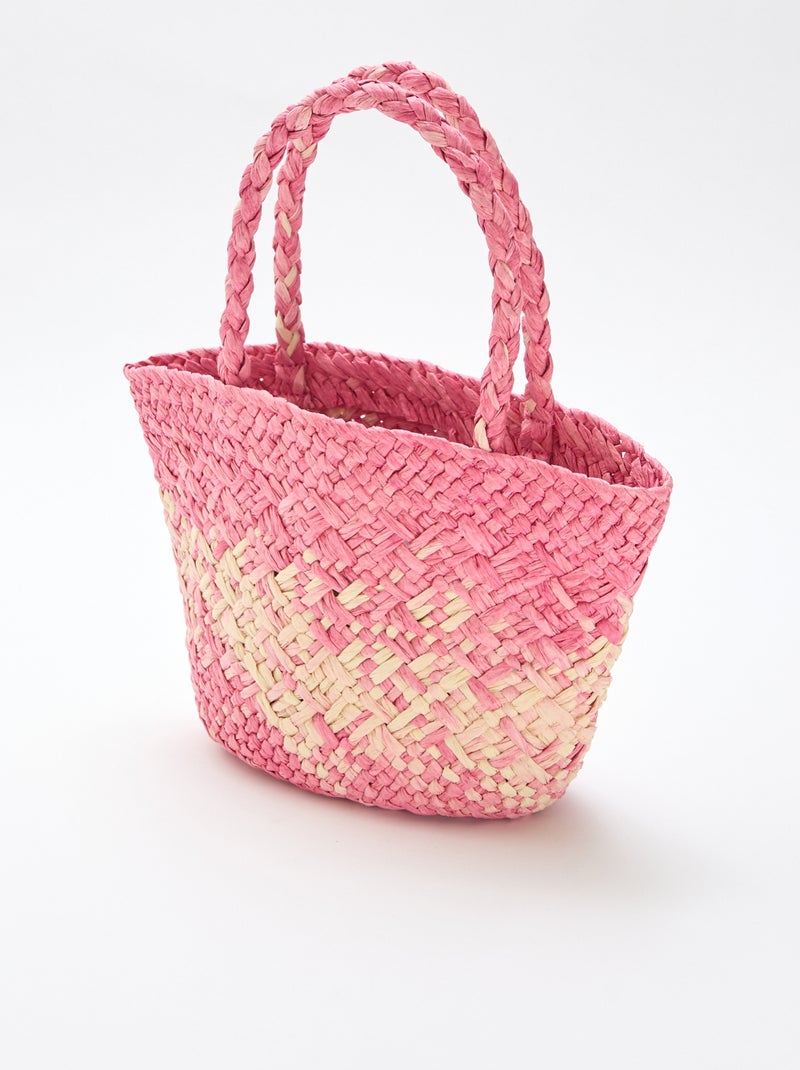 Tas van gevlochten papier Rose - Kiabi