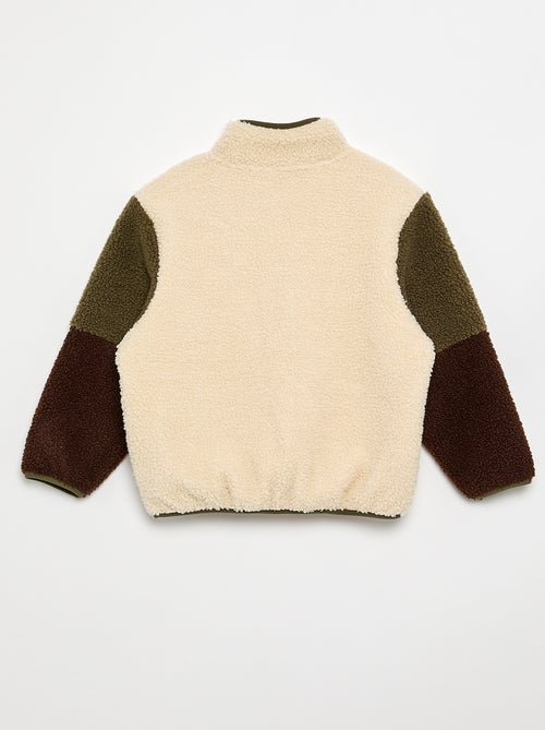 Teddy sweatshirt met rits en opstaande kraag - Kiabi