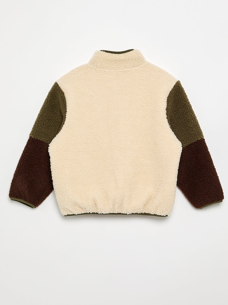 Teddy sweatshirt met rits en opstaande kraag Biege - Kiabi