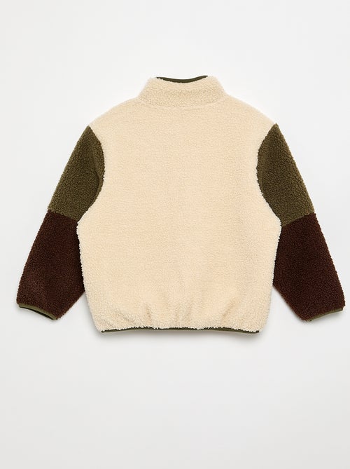 Teddy sweatshirt met rits en opstaande kraag - Kiabi