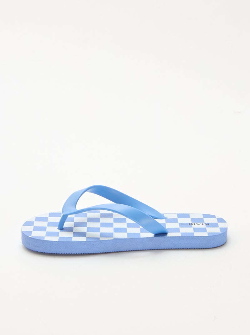 Teenslippers met dambordprint Blauw - Kiabi