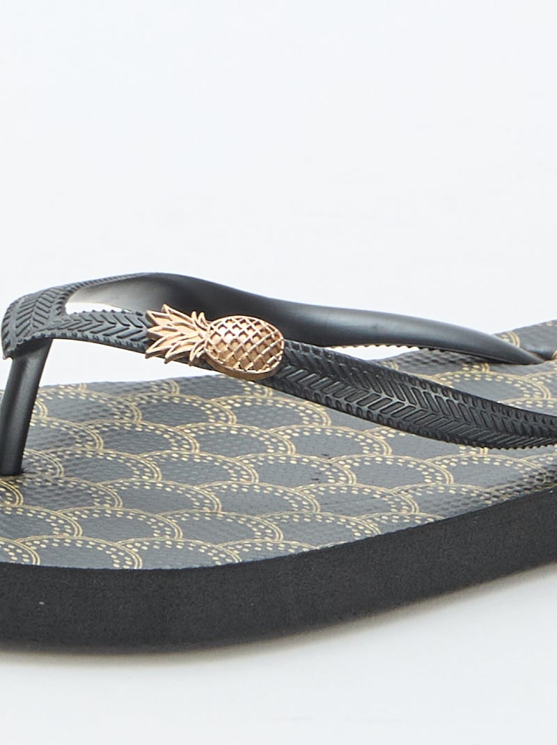 Teenslippers met geprinte zolen Zwart - Kiabi