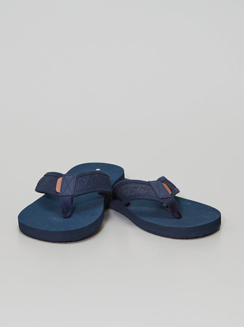 Teenslippers met stoffen bandjes BLAUW - Kiabi