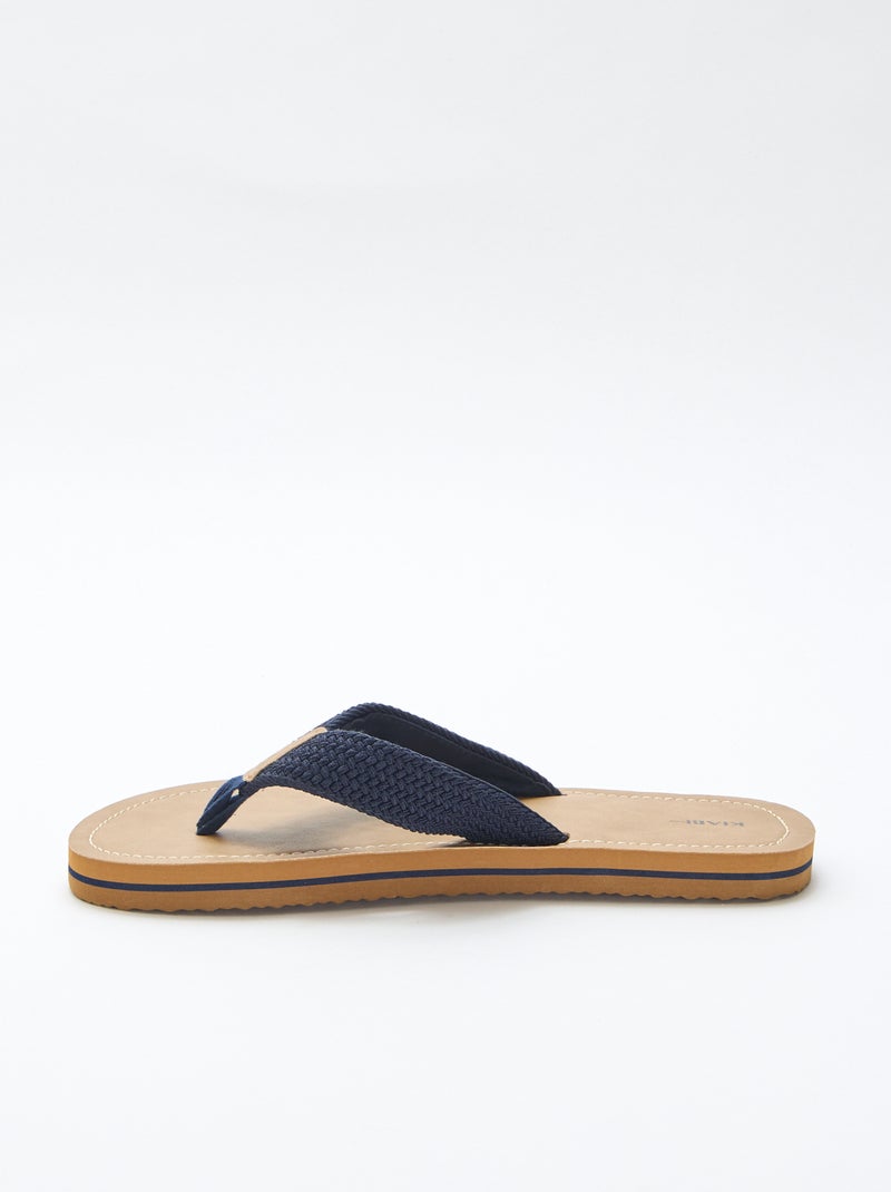 Teenslippers met stoffen bandjes Bruin - Kiabi