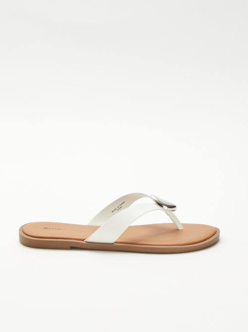 Teenslippers van imitatieleer met metalen detail - Kiabi