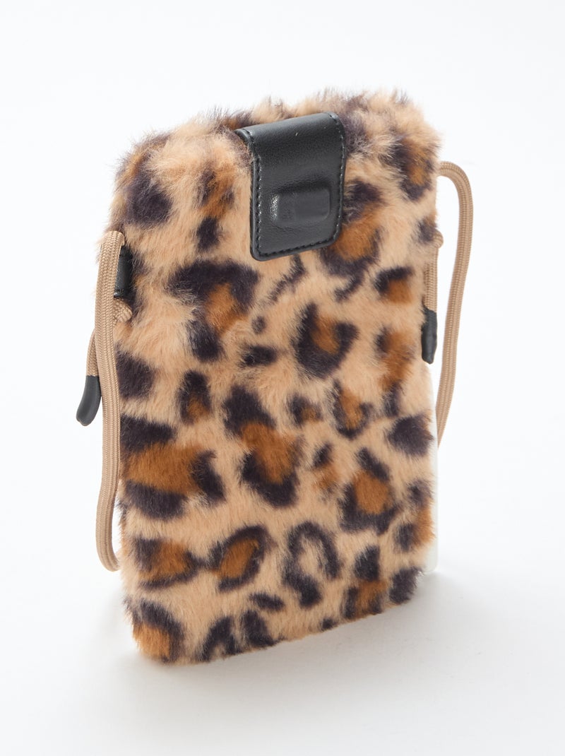 Telefoontasje met schouderband Bruin - Kiabi