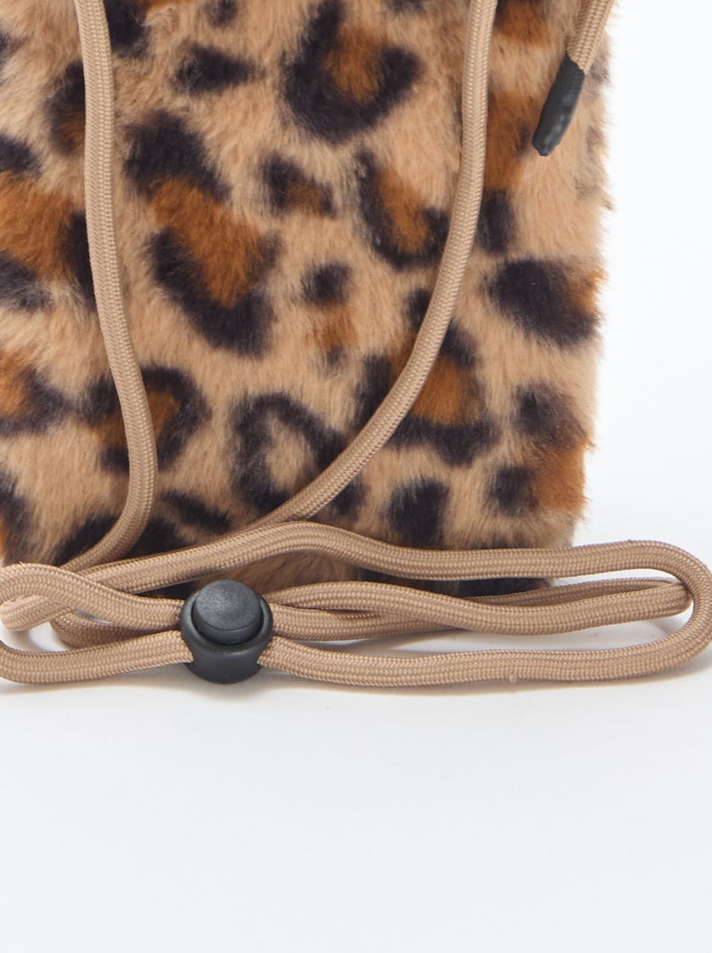 Telefoontasje met schouderband Bruin - Kiabi