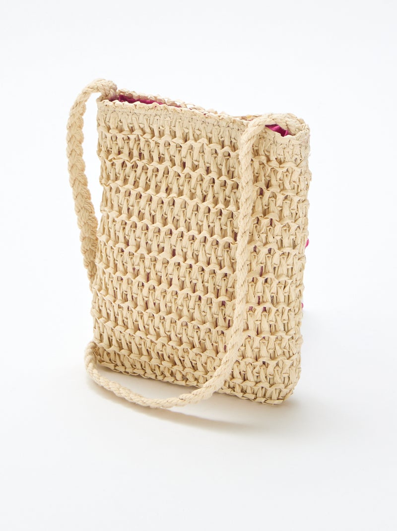 Telefoontasje van gevlochten materiaal Rose - Kiabi