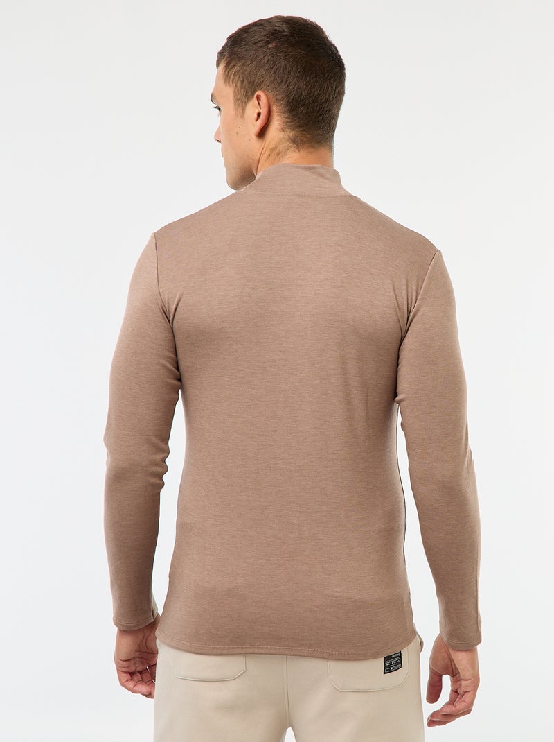 Thermo-T-shirt met opstaande kraag Bruin - Kiabi