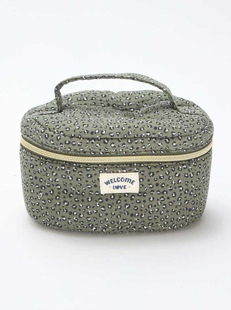 Toilettas - Beautycase - Luipaardmotief Kaki - Kiabi