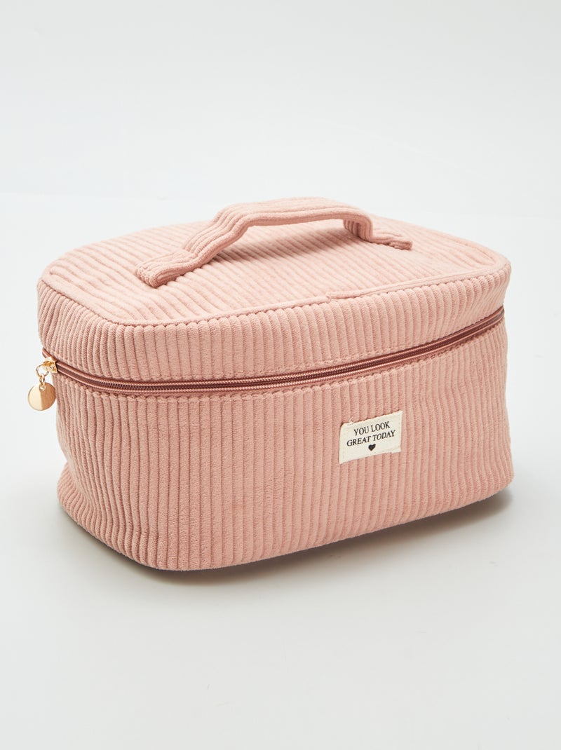 Toilettasje - beautycase van corduroy ROSE - Kiabi