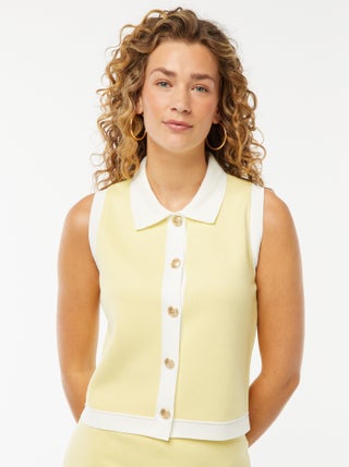 Top in de stijl van een giletje met knopen in retrostijl