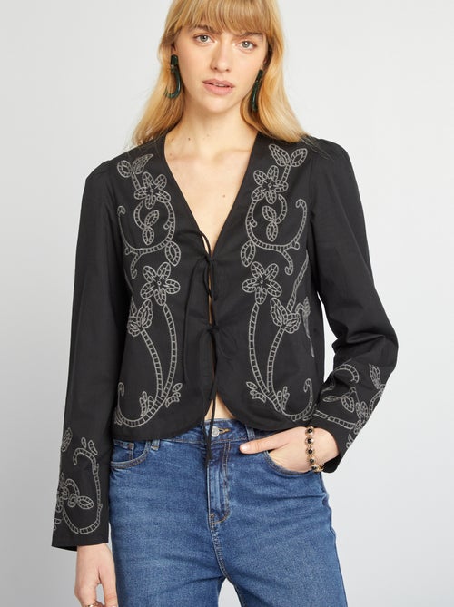Top in kimonostijl met borduursel - Kiabi