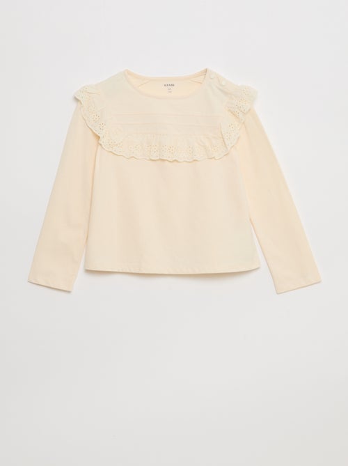 Top met broderie anglaise aan de halsinzet - So Easy - Kiabi