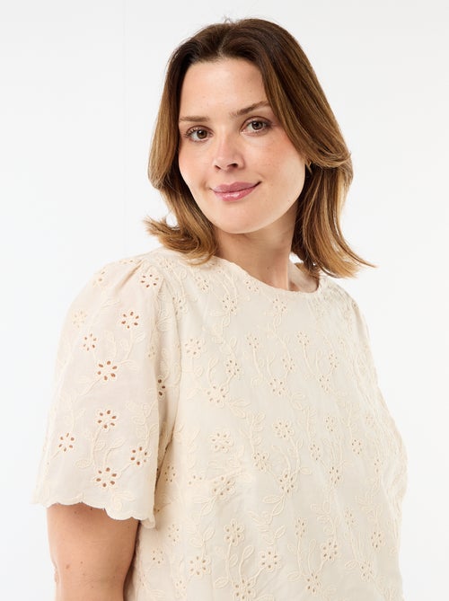 Top met broderie anglaise - Kiabi