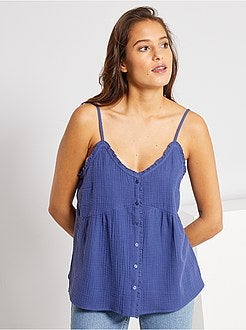 Top met dunne bandjes met plooitjes - Kiabi