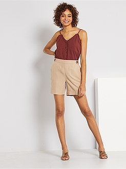 Top met dunne bandjes met plooitjes - Kiabi