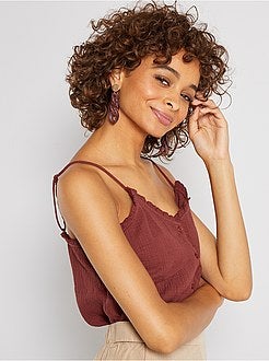 Top met dunne bandjes met plooitjes - Kiabi