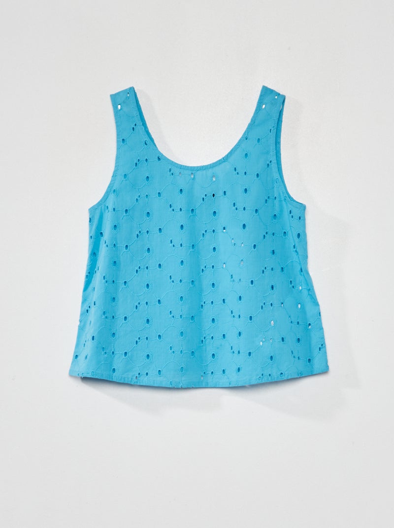 Top met Engels kant turquoise - Kiabi