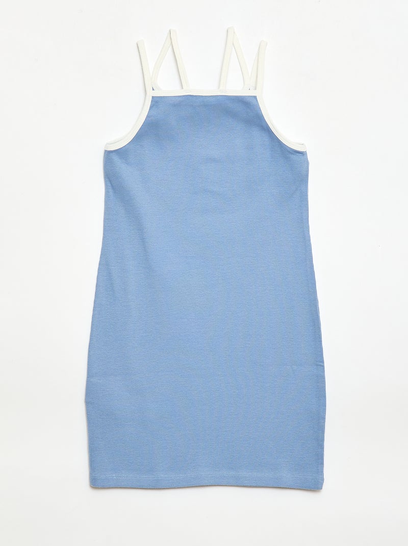 Top met fijne bandjes en borstanimatie Blauw - Kiabi
