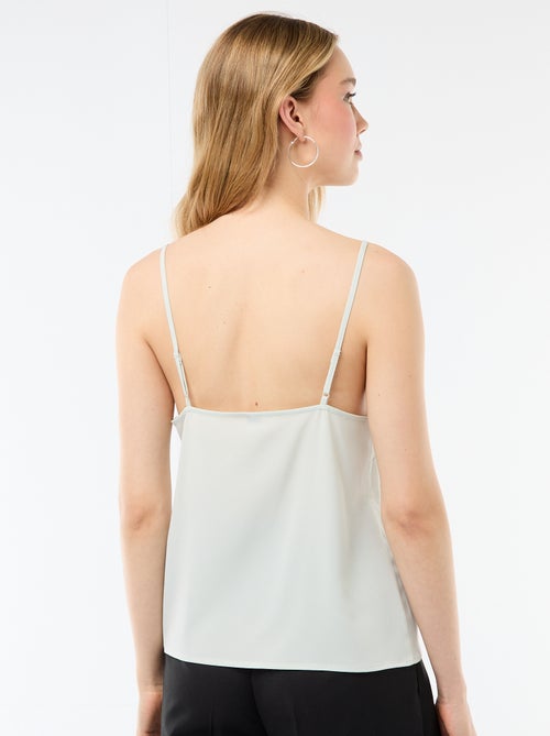 Top met fijne, verstelbare schouderbandjes en kanten kraag - Kiabi