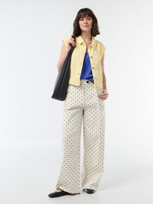 Top met fijne, verstelbare schouderbandjes en kanten kraag - Kiabi