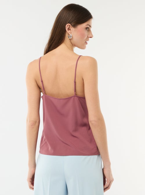 Top met fijne, verstelbare schouderbandjes en kanten kraag - Kiabi