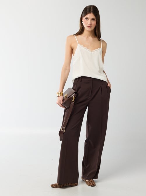 Top met fijne, verstelbare schouderbandjes en kanten kraag - Kiabi