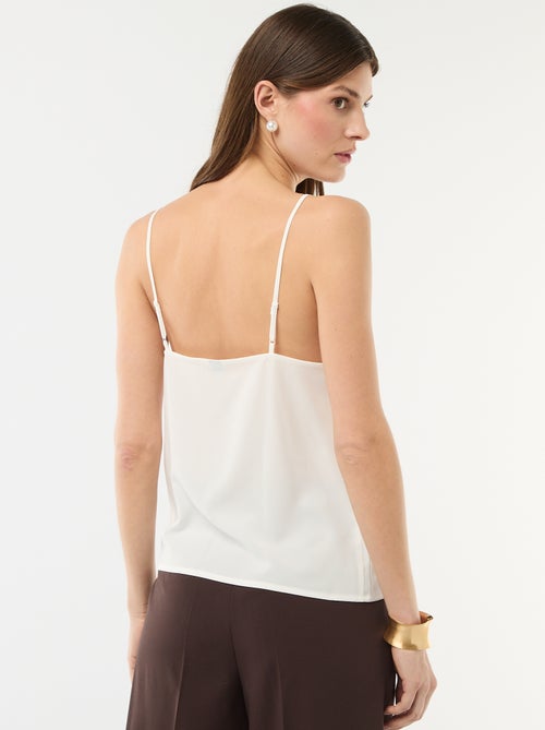 Top met fijne, verstelbare schouderbandjes en kanten kraag - Kiabi