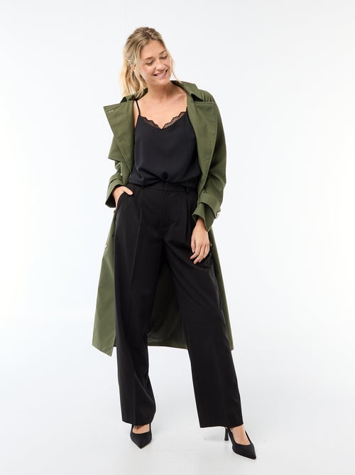 Top met fijne, verstelbare schouderbandjes en kanten kraag - Kiabi