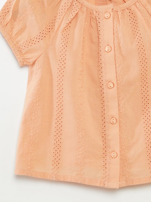 Top met korte mouwen met broderie anglaise - Kiabi