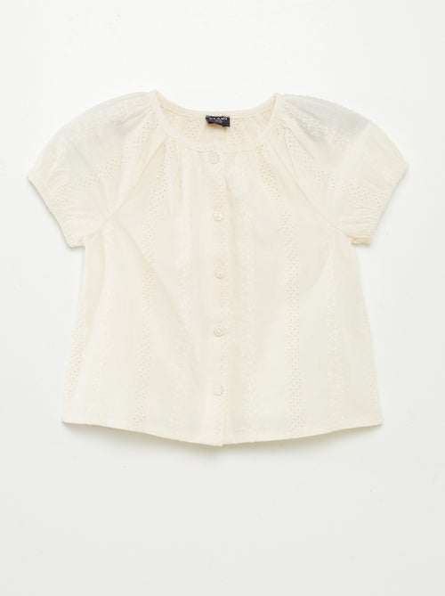 Top met korte mouwen met broderie anglaise - Kiabi