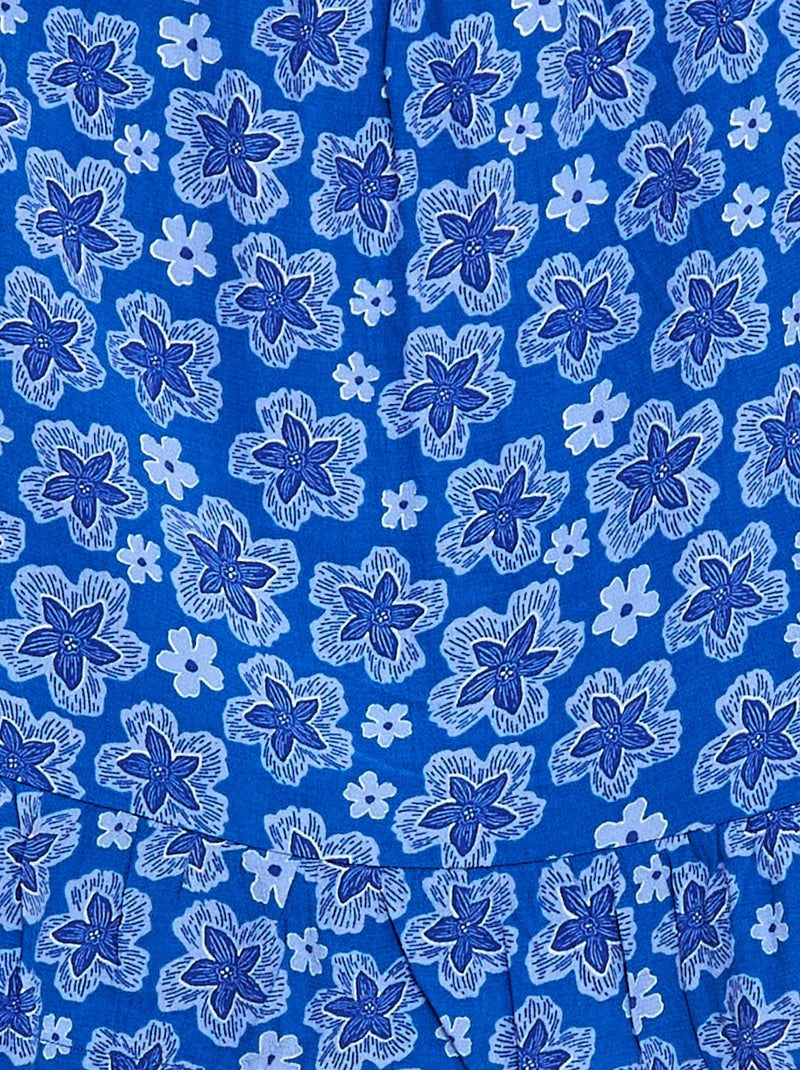 Top met motief en fijne schouderbandjes Blauw - Kiabi