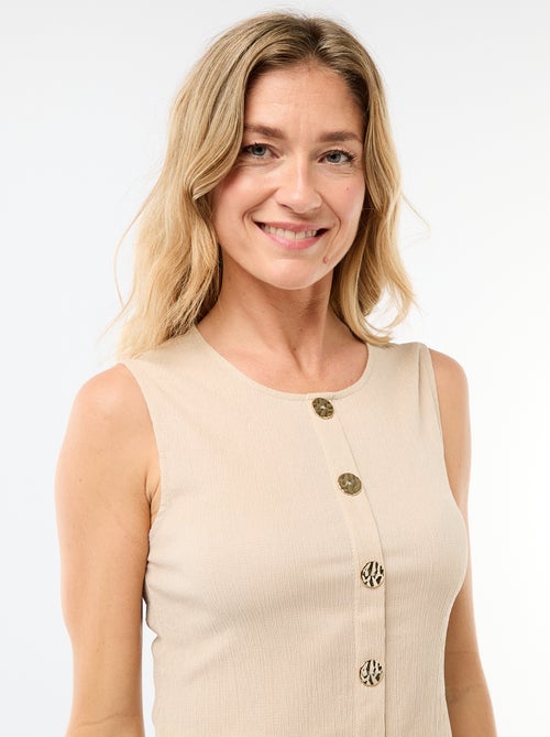Top met opening door goudkleurige gehamerde knopen - Kiabi