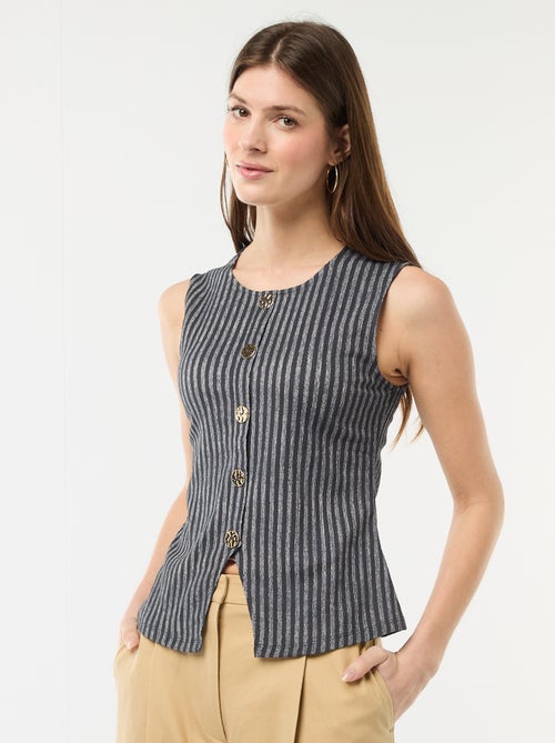 Top met opening door goudkleurige gehamerde knopen - Kiabi