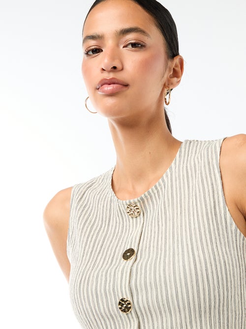 Top met opening door goudkleurige gehamerde knopen - Kiabi