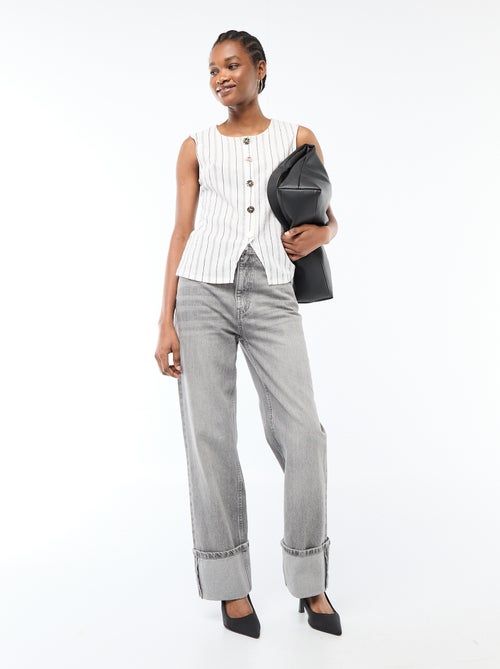 Top met opening door goudkleurige gehamerde knopen - Kiabi