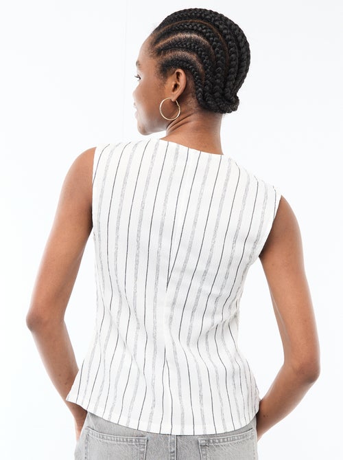 Top met opening door goudkleurige gehamerde knopen - Kiabi