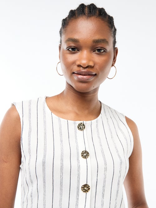 Top met opening door goudkleurige gehamerde knopen - Kiabi