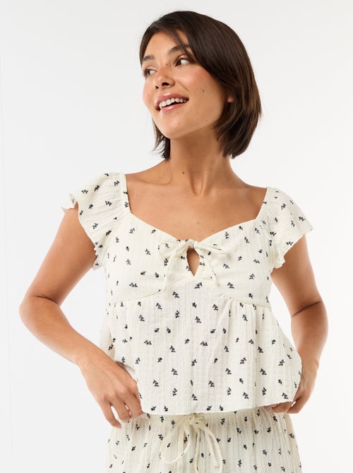 Top met print van crinkle stof - Kiabi