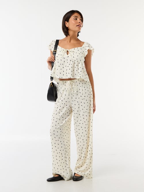 Top met print van crinkle stof - Kiabi