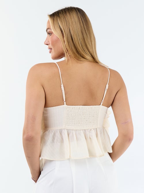 Top met ruches en smalle schouderbandjes - Kiabi