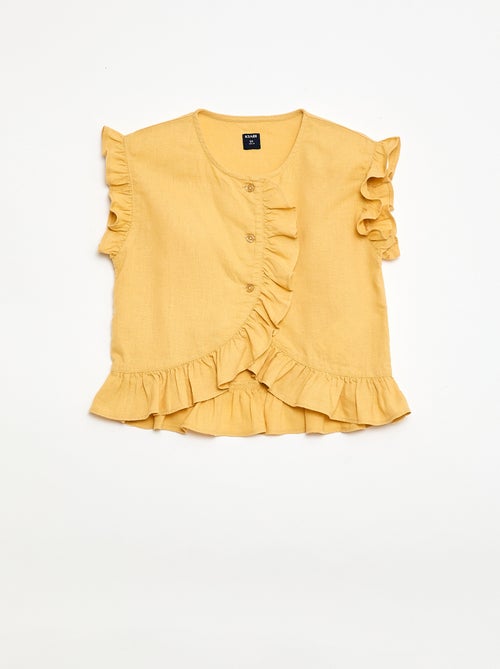Top met ruches van linnenmix - Kiabi