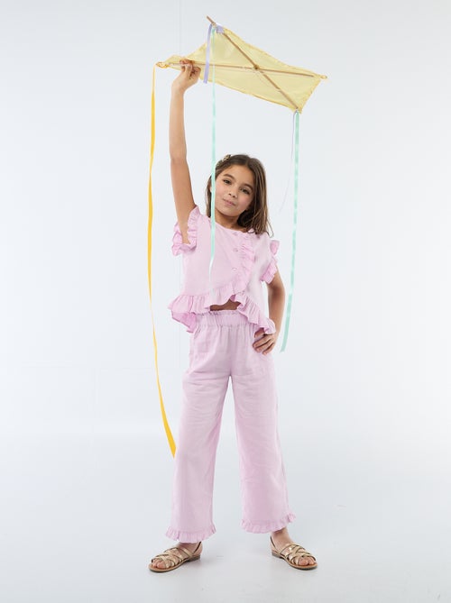 Top met ruches van linnenmix - Kiabi