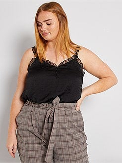 Top met satijneffect en kant - Kiabi