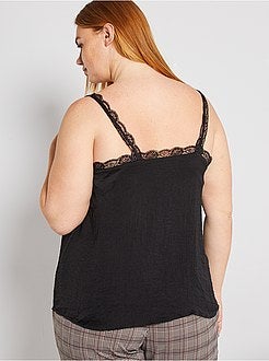 Top met satijneffect en kant - Kiabi