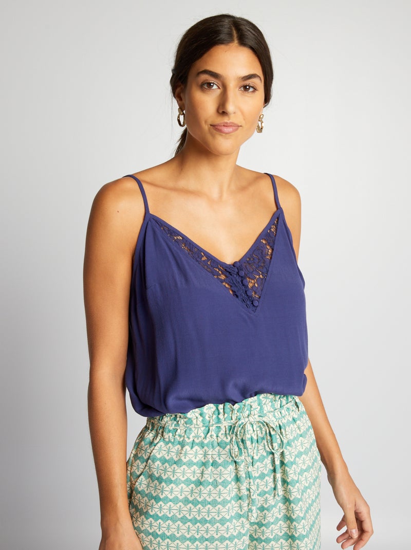 Top met smalle bandjes BLAUW - Kiabi
