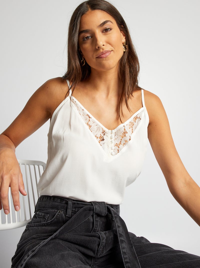 Top met smalle bandjes WIT - Kiabi