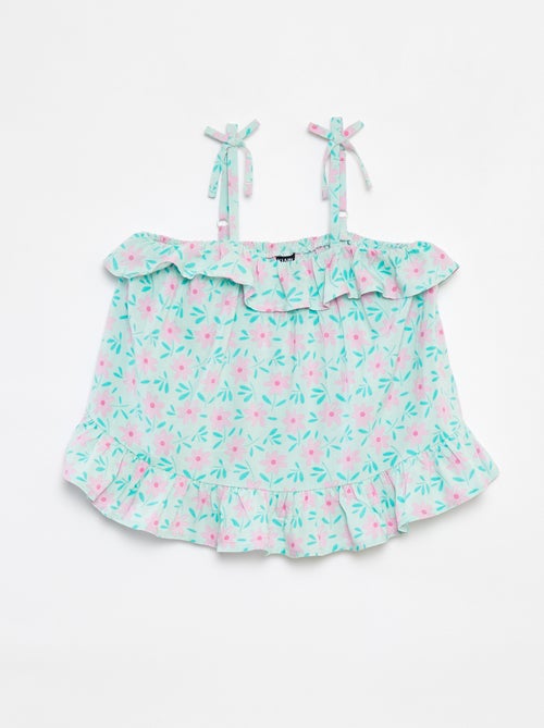 Top met smalle schouderbandjes en palmbomenprint - Kiabi